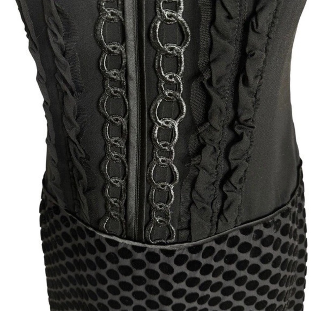 Vintage Nanette Lepore Silk Whimsigoth Black Polka Dot Mesh Goth Dress Size 4 - Picture 3 of 9